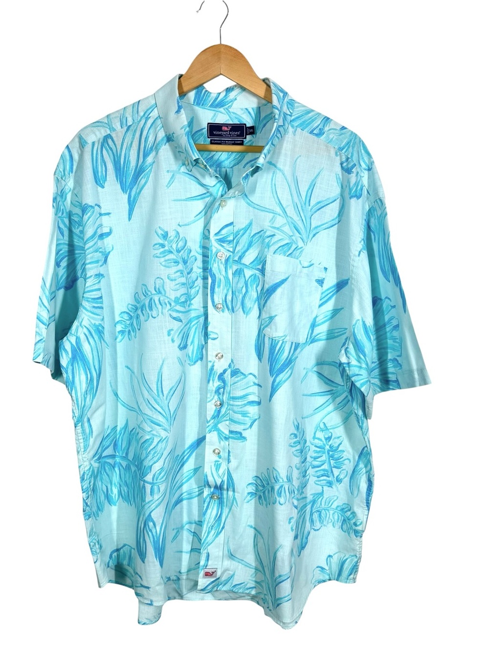 Vineyard Vines Classic Fit Murray Shirt Blue Floral Button Up Cotton Men’s XXL